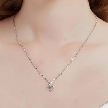 Fleur De Lis CZ Necklace and Earrings in Sterling Silver