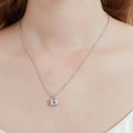 Model wearing Solitaire Asscher CZ Necklace in Sterling Silver 3ct, Yellow Gold Flashed