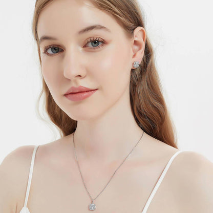 Halo Art Deco CZ Stud Earrings in Sterling Silver