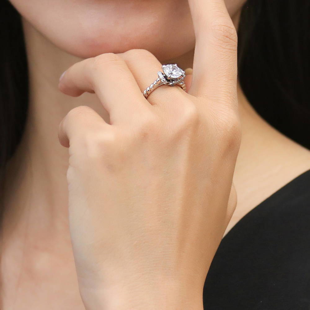 Woven Solitaire 1.25ct CZ Ring in Sterling Silver