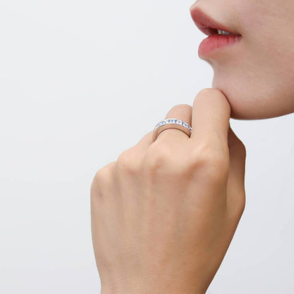 Greyish Blue Channel CZ Eternity Ring in Sterling Silver
