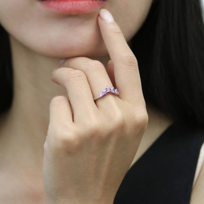 Solitaire 5-Stone Wishbone 2ct CZ Ring Set in Sterling Silver