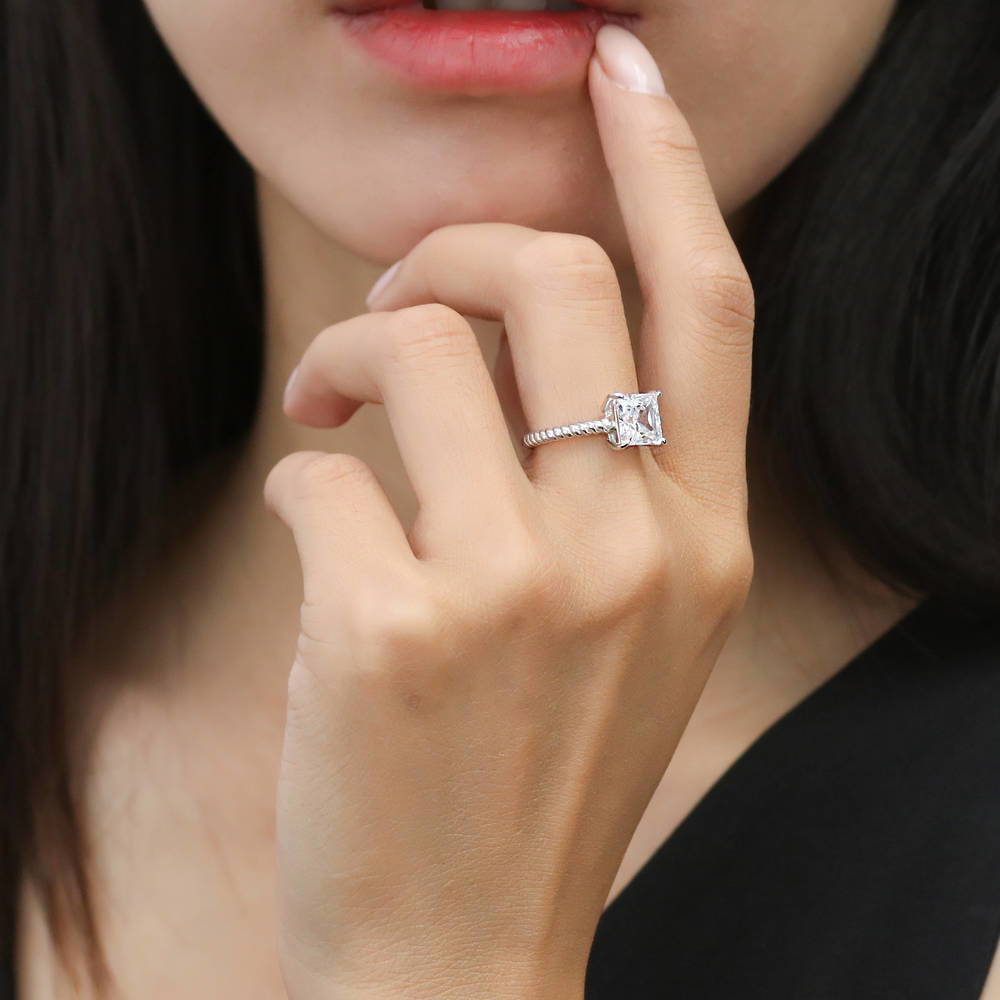 Woven Solitaire 2ct CZ Ring in Sterling Silver