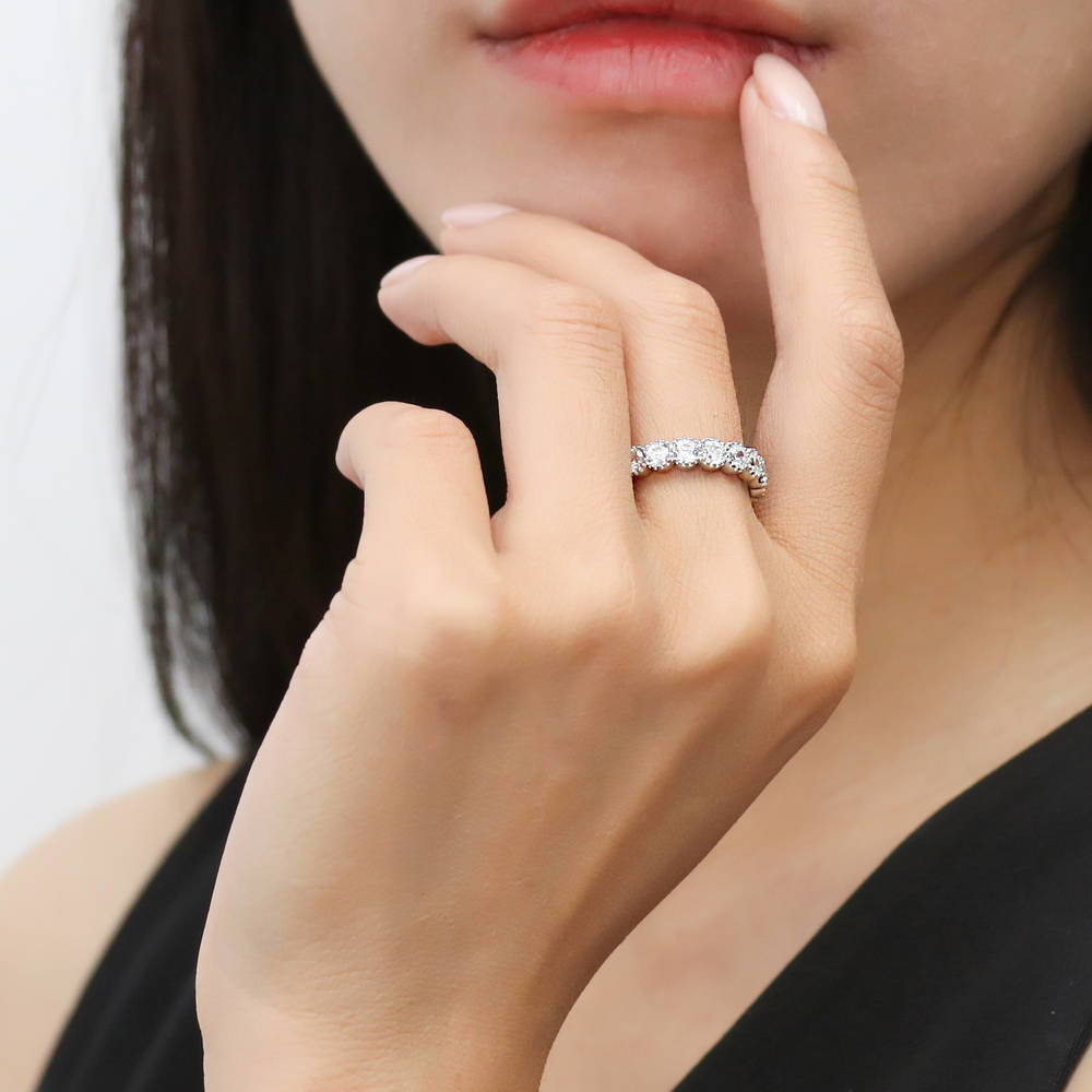 Milgrain CZ Stackable Ring Set in Sterling Silver