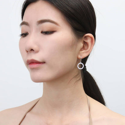 Open Circle CZ Fish Hook Earrings in Sterling Silver