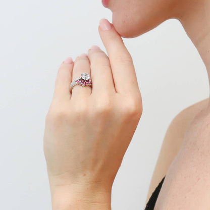 Solitaire 5-Stone Wishbone 1.25ct CZ Ring Set in Sterling Silver