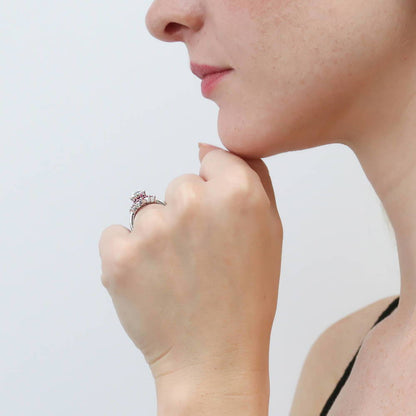 Solitaire 5-Stone Wishbone 1.25ct CZ Ring Set in Sterling Silver