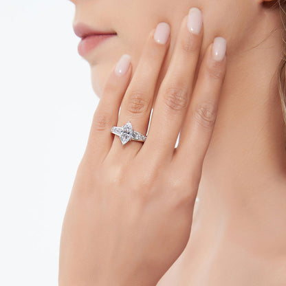 Solitaire 1.6ct Marquise CZ Ring Set in Sterling Silver