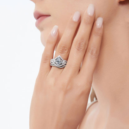 Wishbone Woven 3-Stone 1.3ct CZ Ring Set in Sterling Silver