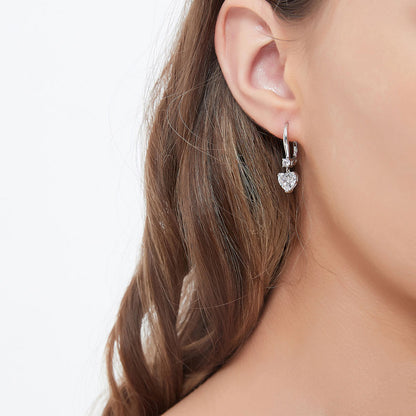 Solitaire 2.2ct Heart CZ Leverback Earrings in Sterling Silver