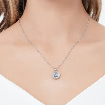 Cable Halo Art Deco CZ Necklace in Sterling Silver