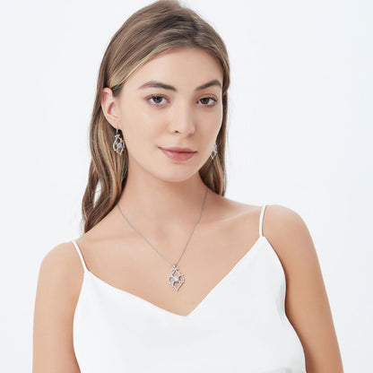 Woven CZ Fish Hook Chandelier Earrings in Sterling Silver