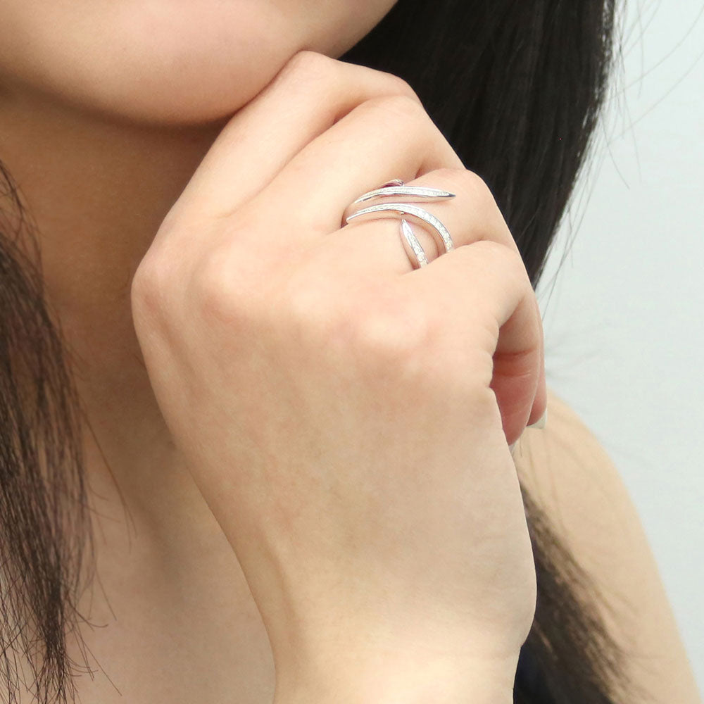 Bypass Wave CZ Ring in Sterling Silver