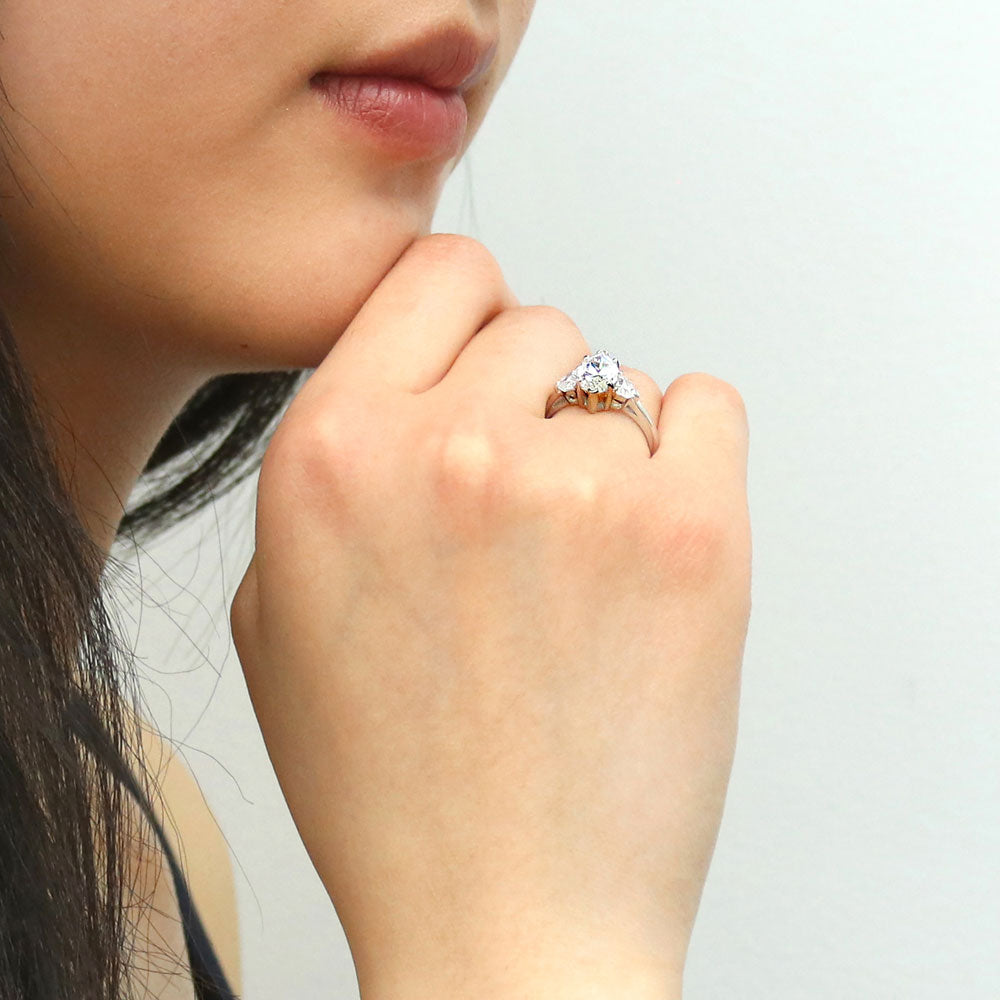 3-Stone 1.6ct Marquise CZ Ring in Sterling Silver