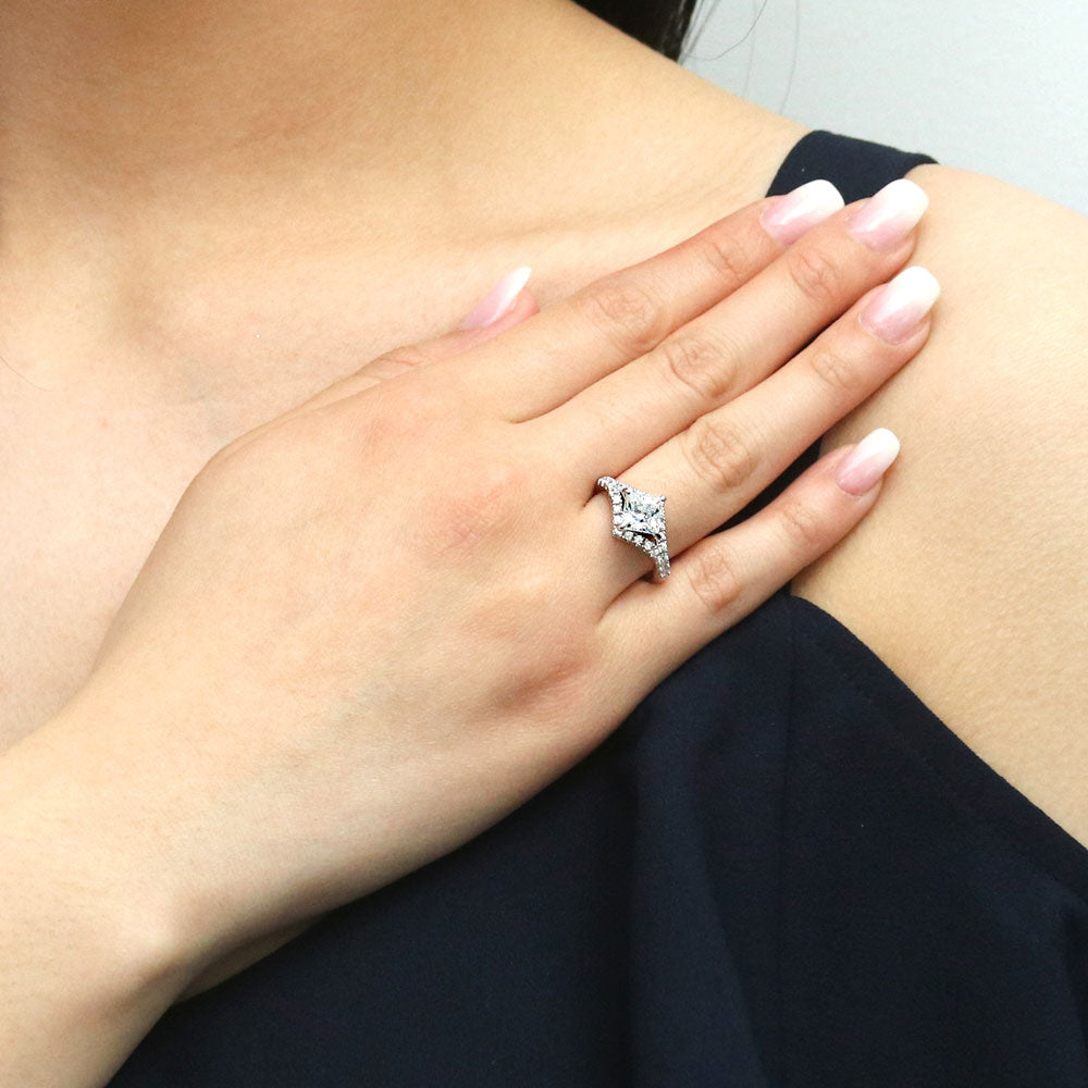 Model wearing CZ Ring in Sterling Silver, 2 of 9