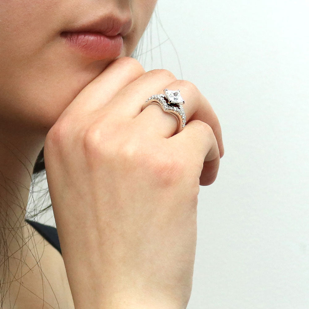 Model wearing CZ Ring in Sterling Silver, 9 of 9