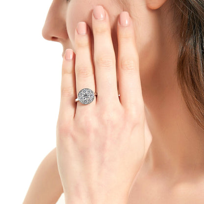 Flower Halo CZ Ring in Sterling Silver