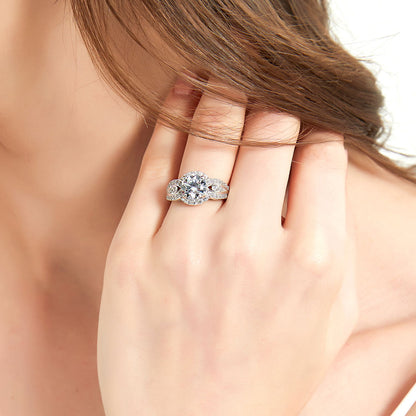 Halo Woven CZ Ring in Sterling Silver