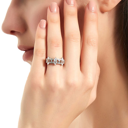 3-Stone Art Deco 1.35ct Marquise CZ Ring in Sterling Silver