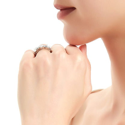 3-Stone Art Deco 2.1ct Oval CZ Ring in Sterling Silver