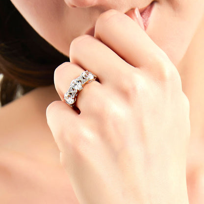 3-Stone Art Deco 2.1ct Oval CZ Ring in Sterling Silver