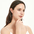 Model wearing Solitaire CZ Small Hoop Earrings in Gold Flashed Sterling Silver, 0.55 inch