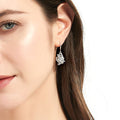 Model wearing Heart Flower CZ Necklace in Sterling Silver, Clear Color