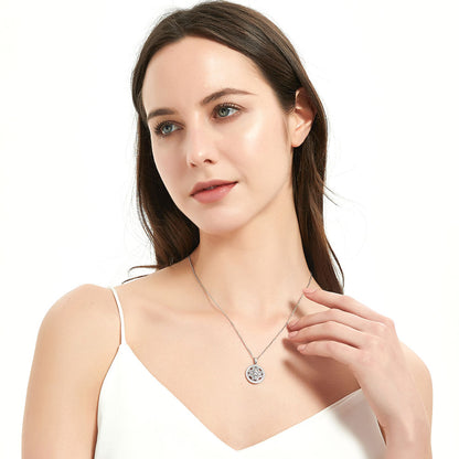 Flower Medallion Filigree CZ Necklace in Sterling Silver