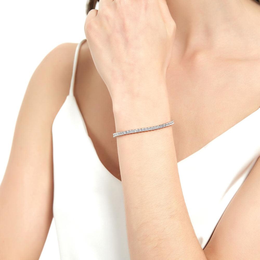 Princess CZ Tennis Bracelet in Sterling Silver