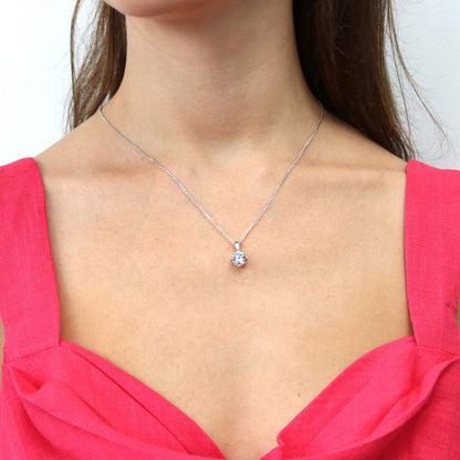 Solitaire 2ct CZ Necklace in Sterling Silver