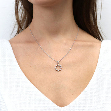 Bubble Open Circle CZ Pendant Necklace in Sterling Silver