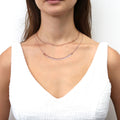 Model wearing Bead Paperclip Link Chain Necklace, 2 Piece, Rose Gold Flashed