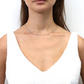 Model wearing Heart Link Chain Necklace, Rose Gold Flashed