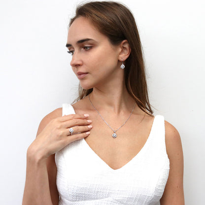 Flower Woven Halo CZ Ring in Sterling Silver