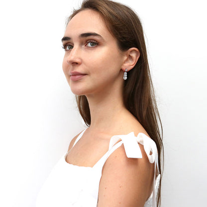 Graduated Halo CZ Earrings in Sterling Silver