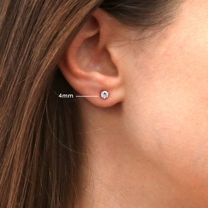 Model Wearing Solitaire Stud Earrings Style E1809-01