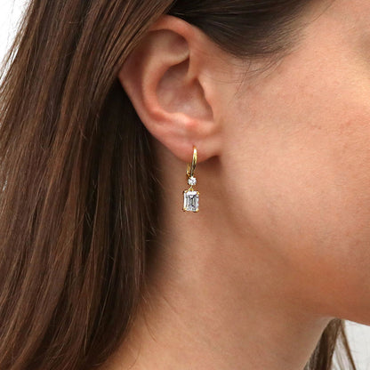 Solitaire CZ Earrings in Gold Flashed Sterling Silver, 2 Pairs