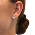 Model wearing Solitaire CZ Stud Earrings in Gold Flashed Sterling Silver, 6mm