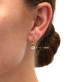 Model wearing Solitaire CZ Leverback Earrings in Gold Flashed Sterling Silver, 5mm