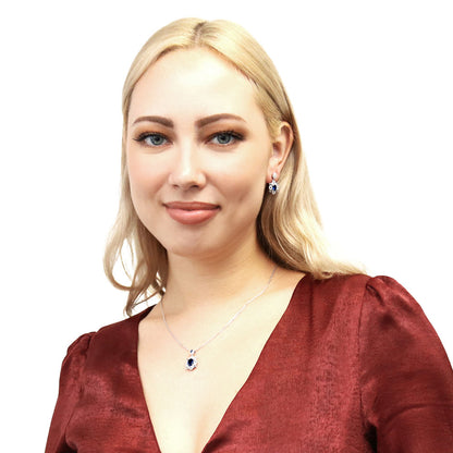 Flower Halo Sapphire-Blue CZ Earrings in Sterling Silver