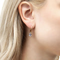 Model wearing CZ Leverback Earrings in Sterling Silver, Yellow Gold Flashed