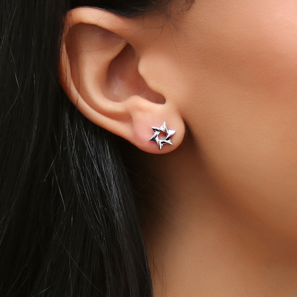 Star of David Necklace and Earrings in Sterling Silver