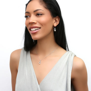 Woven Imitation Pearl Necklace and Earrings Set in Sterling Silver