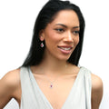 Model wearing Heart Flower CZ Necklace in Sterling Silver, Clear Color