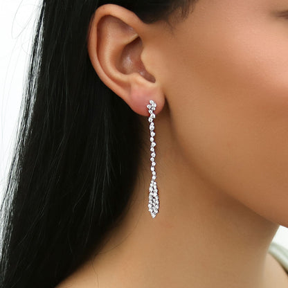 Cluster Teardrop CZ Earrings in Sterling Silver