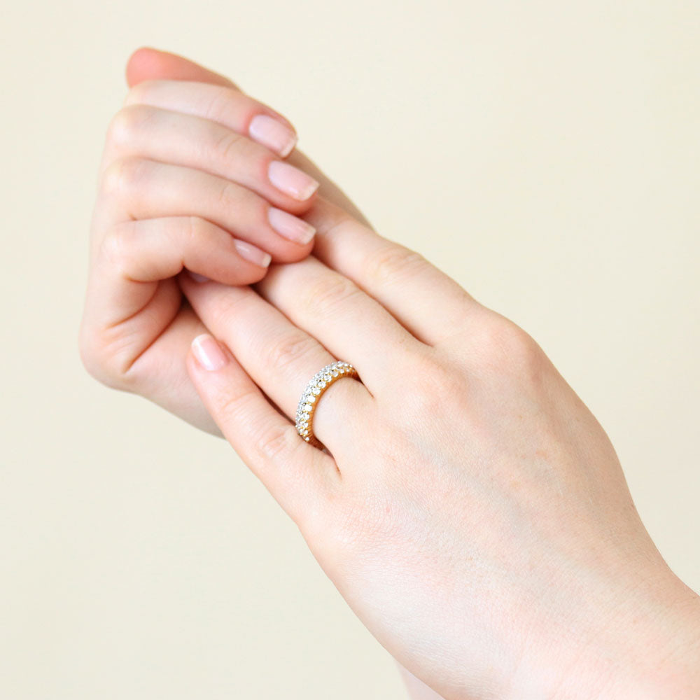Pave CZ Eternity Ring Set in Gold Flashed Sterling Silver