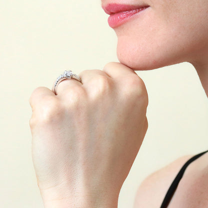 2-Stone Art Deco CZ Ring in Sterling Silver