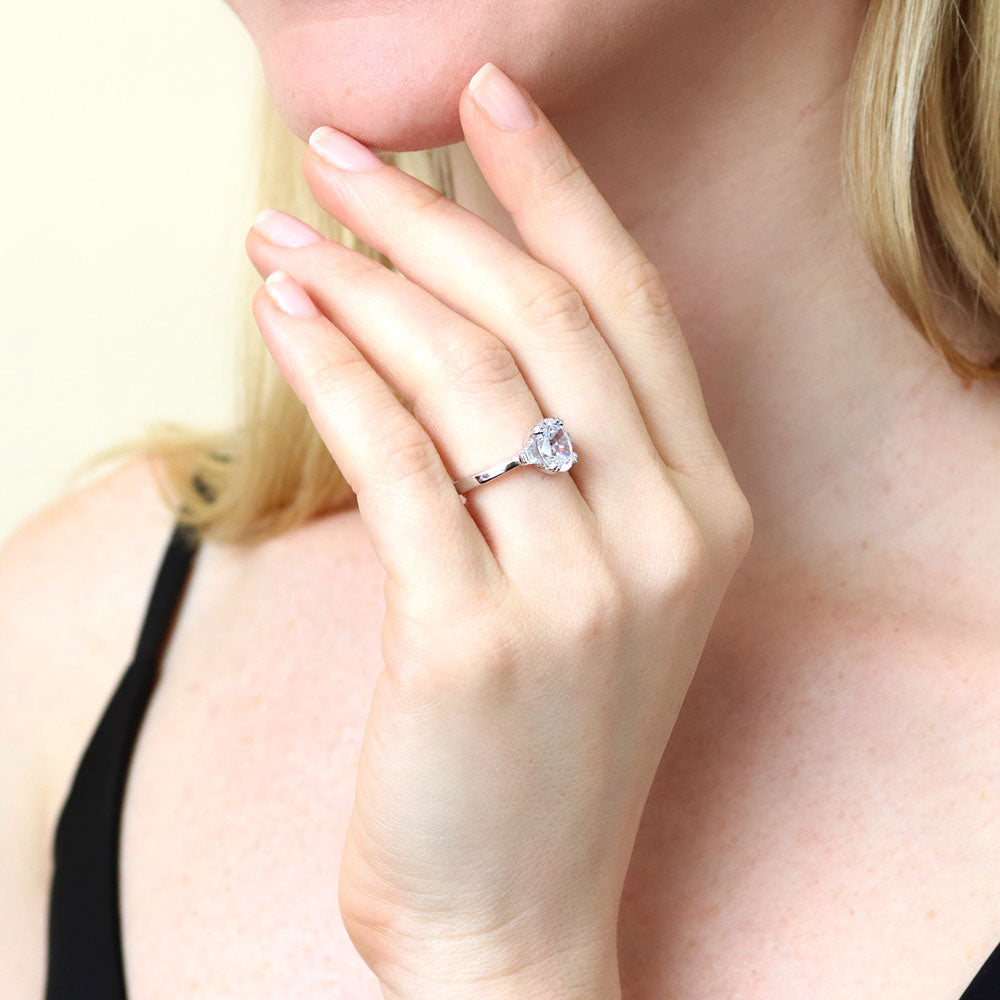 3-Stone 1.8ct Oval CZ Ring in Sterling Silver