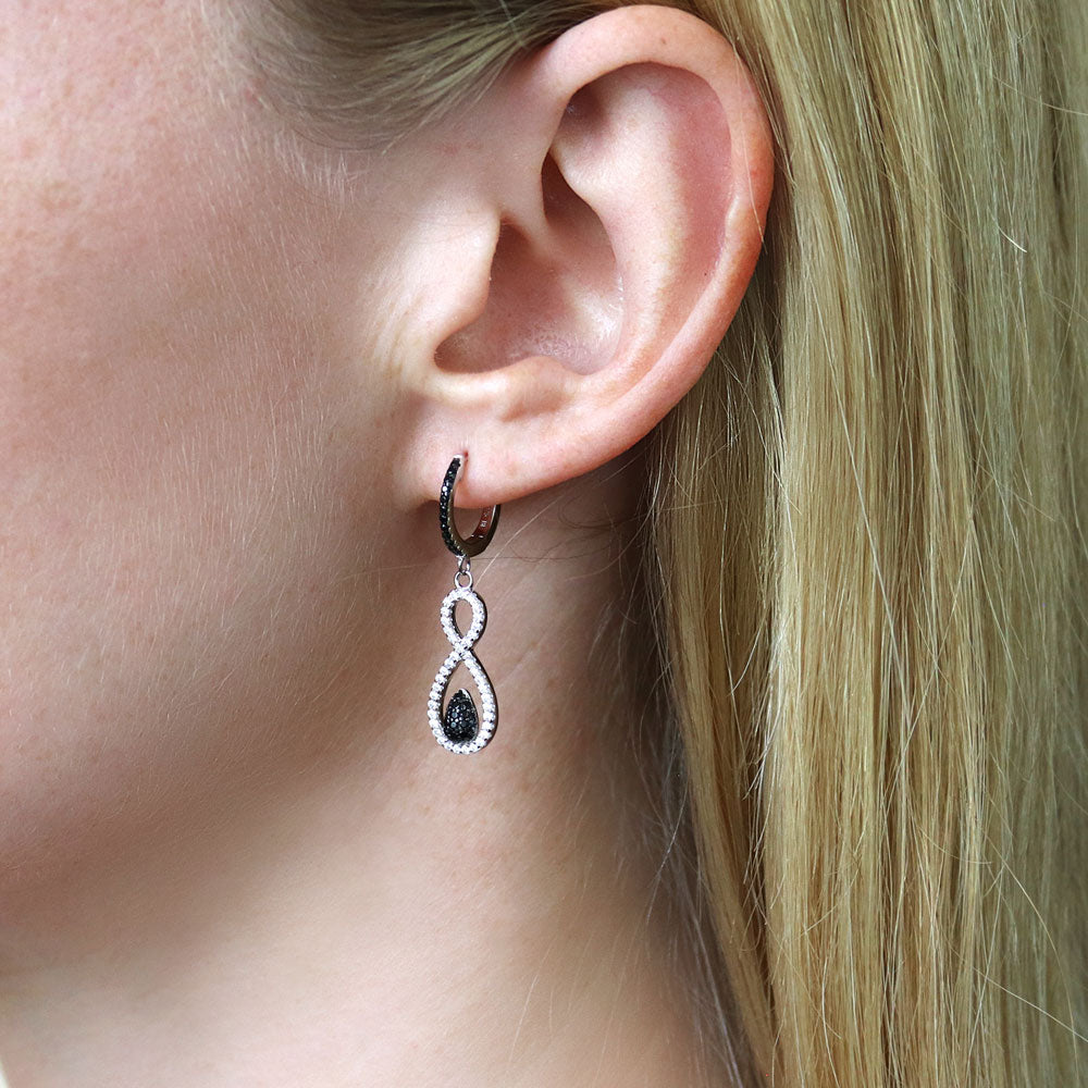 Black and White Woven Infinity CZ Set in Sterling Silver