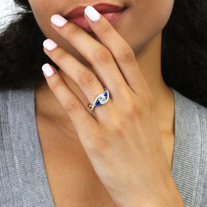 3-Stone Woven Bypass 0.8ct CZ Ring in Sterling Silver
